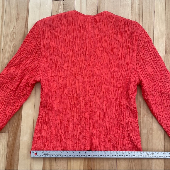 Vtg Escada Coral Red Crinkled Buttoned Jacket - Sz 38 - Picture 14 of 16